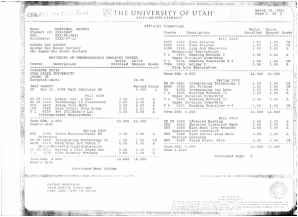 transcripts transcript utah university